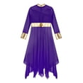 thumbnail image 4 of IEFIEL Kids Girls Liturgical Praise Dance Dress Bronzing Cross Pattern Print Lyrical Worship Dancewear Purple-A 10, 4 of 6