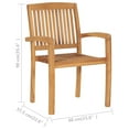 thumbnail image 4 of vidaXL Stacking Garden Chairs with Cushions 6 pcs Solid Teak Wood, 4 of 5