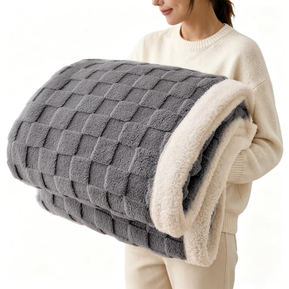 Manta Sherpa de franela Gracelife, acogedora, gris suave, 150 x 200 cm