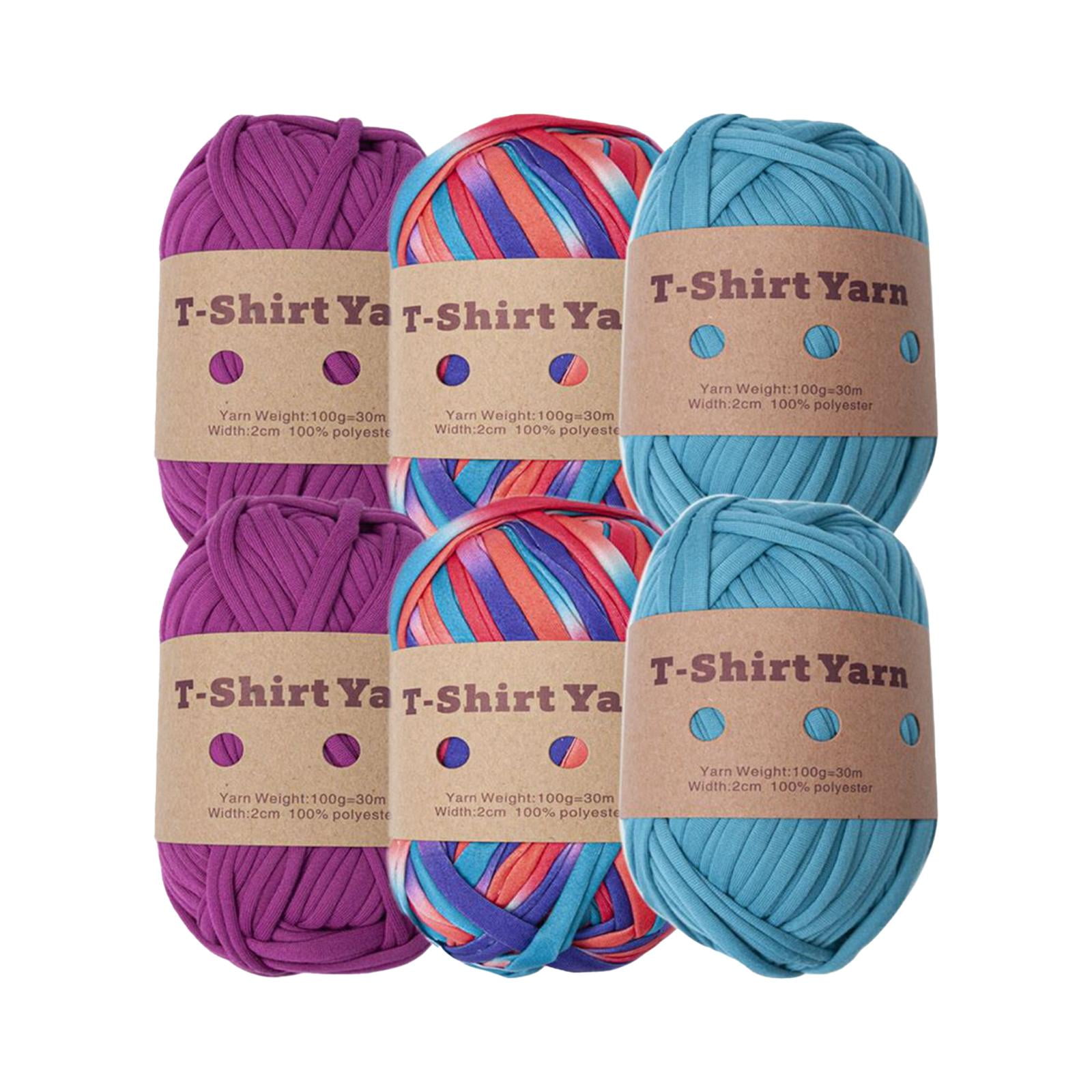 6 Pieces T Shirt Yarn Bag Making Material Crocheting Hand Knitting Hand Knit Tubular Yarn Weaving Thread Yarn for Macrame Hats Scarf Cushion Style C