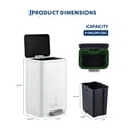 thumbnail image 2 of 3.4/4/4.8 Gallon Trash Can,Rectangular Stainless Steel Waste Bin with Quiet Foot Pedal, Soft-Close Lid & Removable Bucket, Trash Bin Garbage Can for Office, Small Kitchen, Home, 2 of 8