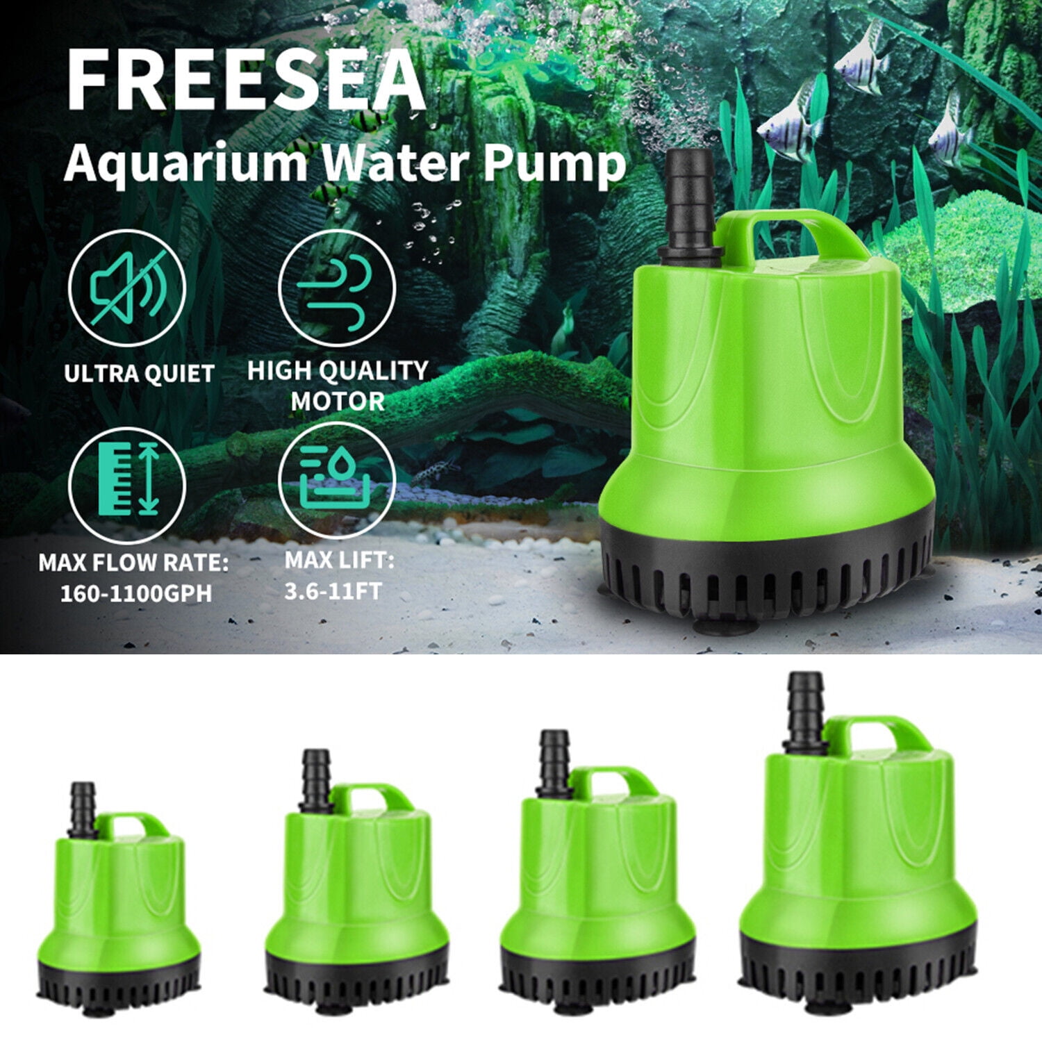 DISEN 845 GPH 60W Submersible Water Pump for Pond Aquarium Hydroponics Fish Tank Fountain Waterfall