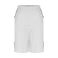 thumbnail image 4 of Mitankcoo Women's Shorts Cotton Linen Elastic Waist Relaxed Fit Fashion Casual Solid Color Summer Bermuda Shorts S-3XL, 4 of 6