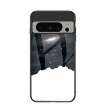 TECH CIRCLE for Google Pixel 9 Pro/Pixel 9 Case, Glass Back Cover Galaxy Series Sleek Anti-Scratch Shockproof Bumper Slim Fit Shell Cover for Google Pixel 9 Pro/Pixel 9 6.3" 2024,White