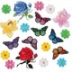 thumbnail image 1 of Kissbuty 20 Pcs Flowers Butterfly Iron on Patches Sew on Embroidery Applique Patches for Arts Crafts DIY Decor, Jeans, Jackets, Clothing, Bags(Rose/Lo, 1 of 4