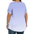 thumbnail image 4 of Yghzkop Women's Plus Size T-shirts Pleated Round Neck Casual Tops Ombre Print Summer Cotton Blend Top Loose Lightweight Breathable Blouse Weekend Getaway Ready Grocery Run Style Sweatshirts, 4 of 6