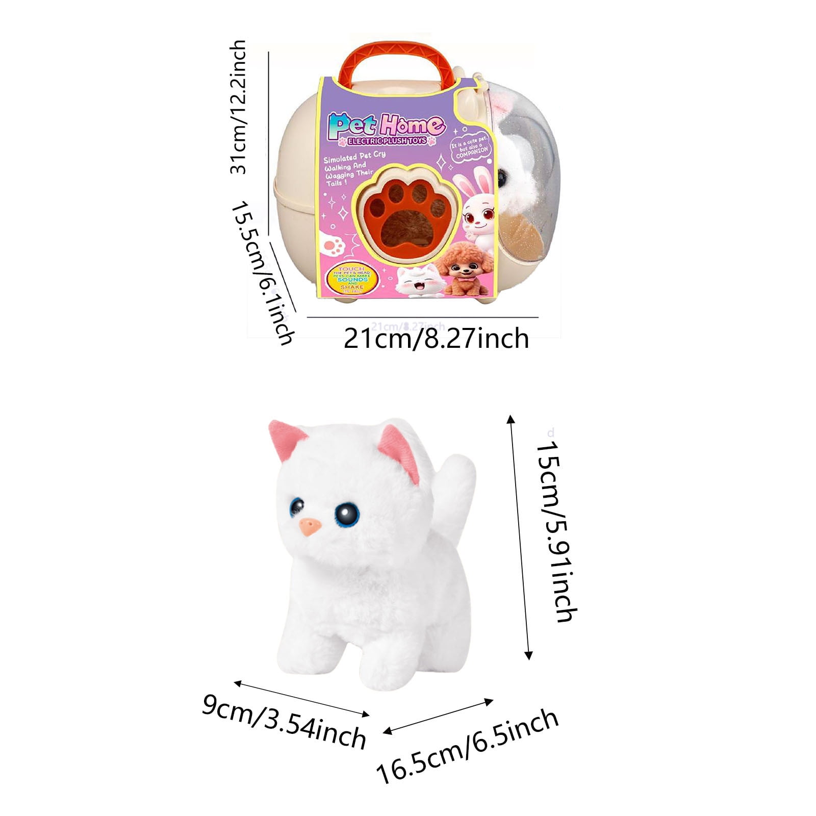 Plush Toy Kitty Electronic Interactive Cat Walking Cat Toy for Kids Realistic Toys for Girls Boys Toddler Toys Barking Wagging Tail Kitty Pet Care Gifts