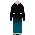 thumbnail image 3 of RYDCOT Mens Gradient Flannel Hooded Plush Pullover Robe: Fluffy Long Spa Bathrobe Fleece Warm Shower Bath Robes with Pocket House Coat for Winter Gifts Sky Blue, 3 of 4