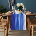 thumbnail image 2 of Blue Striped Table Runner - 90 Inch Long, Kitchen Dining Table Runner Dresser Scarves, Modern Abstract Art Wave Moire Gradient Farmhouse Decor for Coffee Tables Wedding Party Banquet, 2 of 8