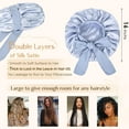 thumbnail image 2 of Silk Bonnet for Sleeping Women Satin Bonnet Double Layer Satin Lined Hair Bonnet with Tie Band Curly Hair Brown, 2 of 5