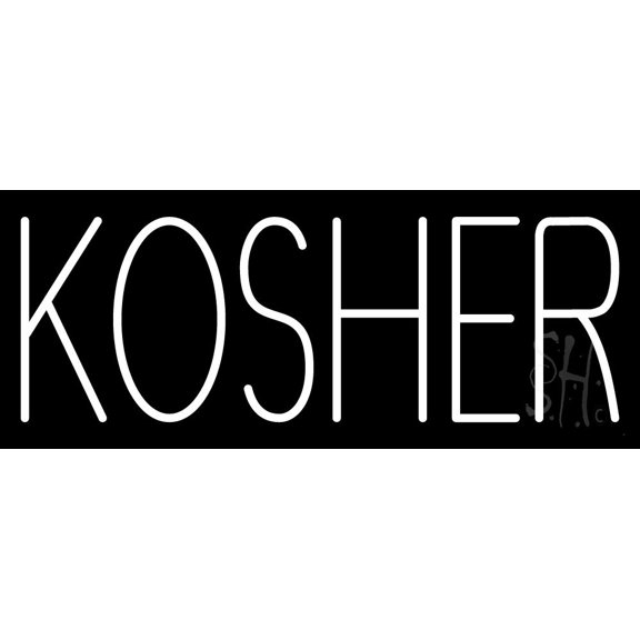 Kosher LED Neon Sign 13 x 32 - inches, Black Square Cut Acrylic Backing, with Dimmer - Bright and Premium built indoor LED Neon Sign for restaurant window and interior decor.