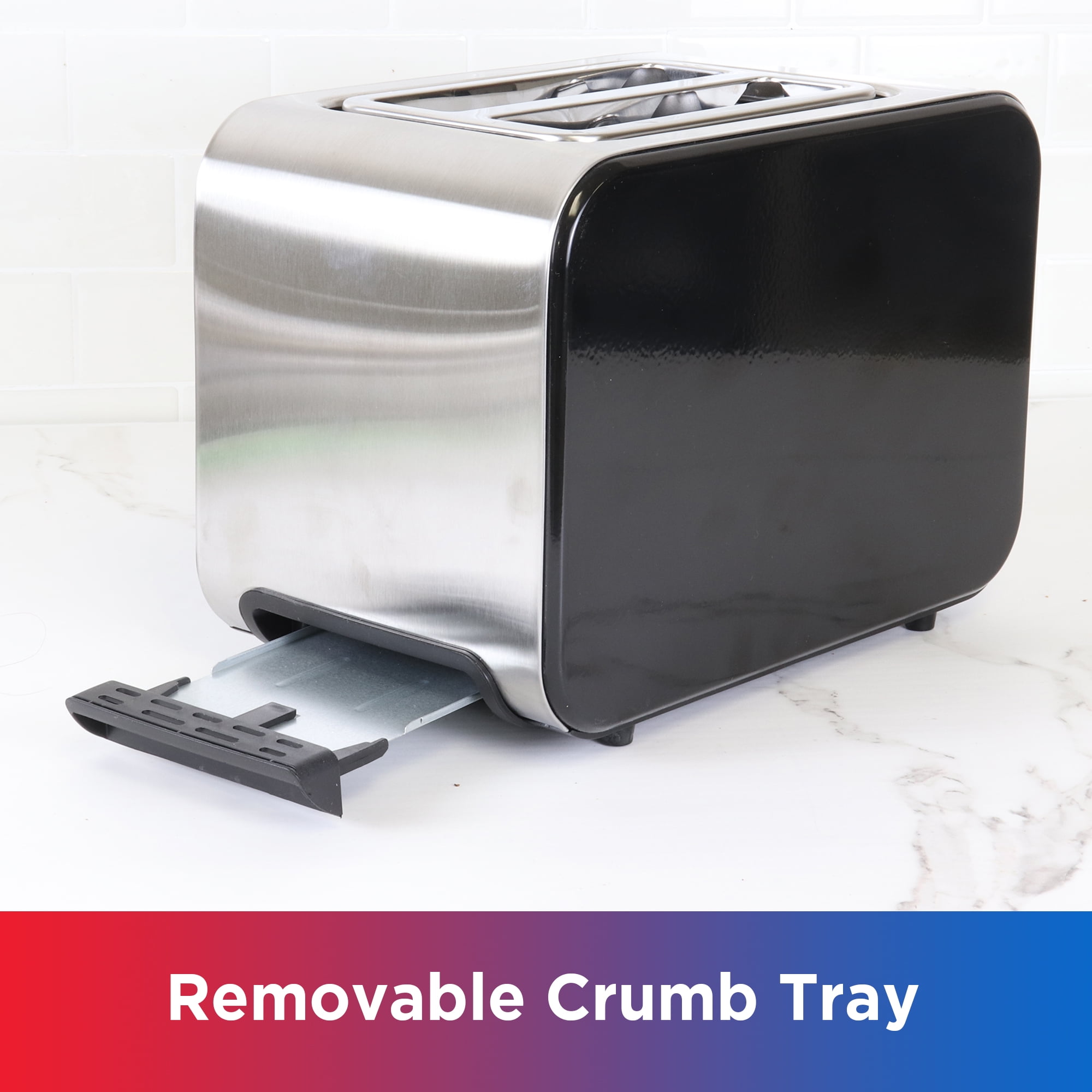 Total Chef 2-Slice Stainless Steel Toaster with Defrost and Reheat