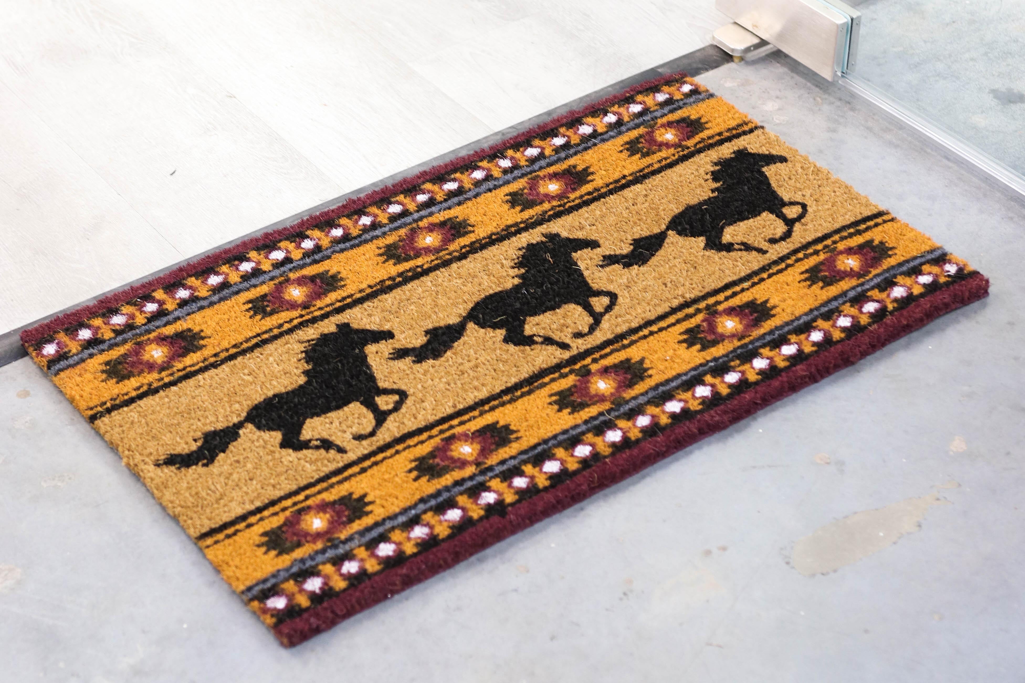 Southwest Patterns Running Horses Coir Coconut Fiber Floor Mat Doormat