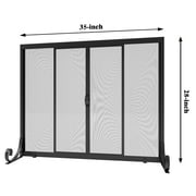 Fire Beauty Fireplace Screen, Wrought Iron Mesh, Baby Safe Spark Guard Protector with 2-Doors Large Flat Guard Screens (35 x 28 Inch)
