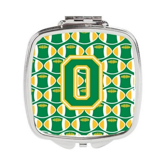 Letter O Football Green & Gold Compact Mirror