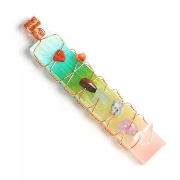 HOOUN Natural Selenite Stone Healing Crystal Quartz Stick Chakra Energy Cleansing Wand-Rainbow-Chips