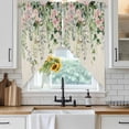 thumbnail image 6 of Sage Green Eucalyptus Leaves Swag Curtains for Kitchen/Bedroom/Living Room, Weeping Floral Summer Botanical Scalloped Curtains 63 Inch Long, Window Swag Topper Curtains Valances 2 Panels Set 36"x63", 6 of 8