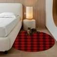 thumbnail image 3 of Christmas Farmhouse Washable Round Area Rug 3 ft, Classical Red Black Buffalo Plaid, Soft Non Slip Rugs Stain Repellent Indoor Felt Carpet for Living Dining Room Bedroom Home Office, 3 of 9