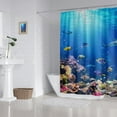 thumbnail image 4 of Ocean Underwater World Shower Curtain Colorful Tropical Fishes Turtle Coral in The Deep Sea Home Décor Waterproof Fabric 72Lx72W Inch Blue Plastic Hooks 12PCS, 4 of 6