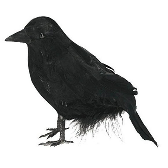 ZHENhongyql Halloween Black Feathered Realistic Decoration Bird 16x9x6cm 1 Piece
