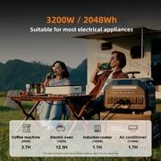 IEE P3200 Solar Generator with 200W Panel, 2048Wh LiFePO₄ Power Station 3200W (6400W Peak), 16 Ports, 1800W Fast AC/Solar Charging, APP Control, EPS Backup for Home, Camping & RV