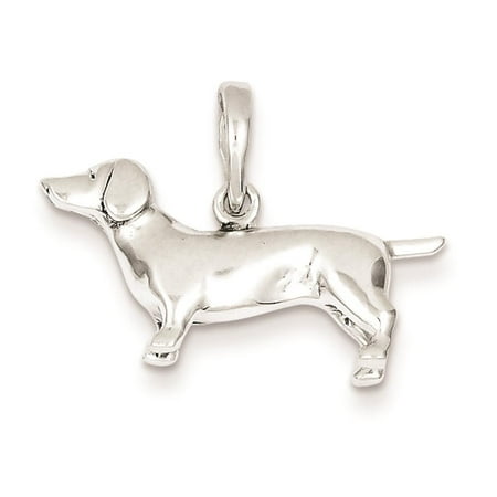 925 Sterling Silver 3-D Dachshund Polished Charm Pendant 12mmx23mm