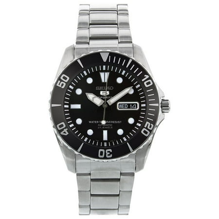 Seiko Men's 5 Automatic Black Dial Stainless Steel Watch (Best Automatic Watches In India)