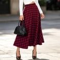 thumbnail image 2 of Yertdoel Plaid Maxi Skirts for Women High Waist Vintage A‑Line Long Skirt Fall Winter Trendy Casual Skirt with Pockets, S-3XL, 2 of 10