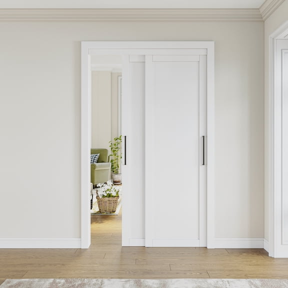 48" x 80" Height 1 Lite Closet Sliding Door with Hardware & Handles