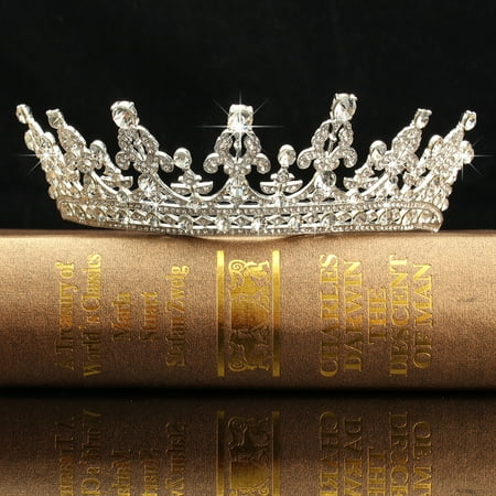 Vintage Trifari Crown - Vintage Wedding Bridal Crystal Headband Queen Crown Tiara Hair Accessories Prom,Silver color