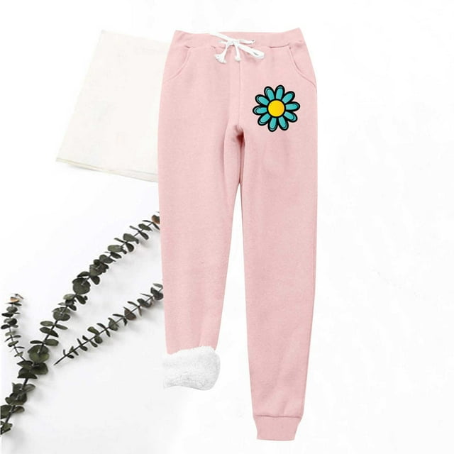 Mefallenssiah Women'S Printing Leggings with Elastic Drawstring Pockets Thick Warm Pants