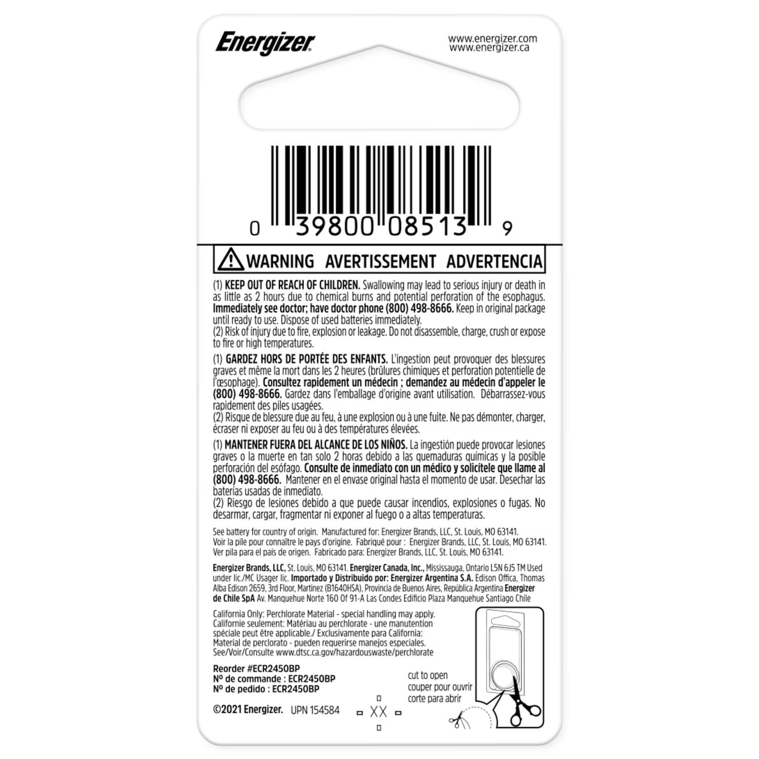 Energizer 2450 Lithium Coin Battery, 1 Pack, Pack of 1 battery