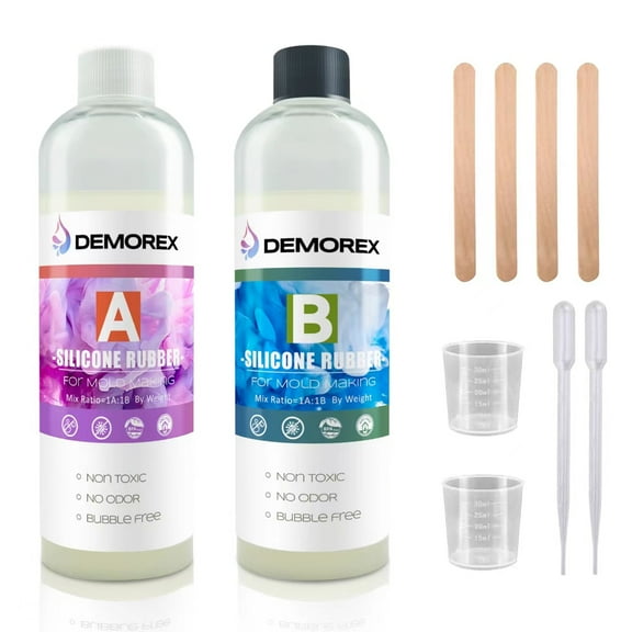 Demorex 20.48oz Silicone Glue, Mold Making Trial Kit, Fast Cure Mold Making Silicone Rubber, Easy Mixing, Flexible Platinum Cured Molding Silicone for Casting Resin Molds