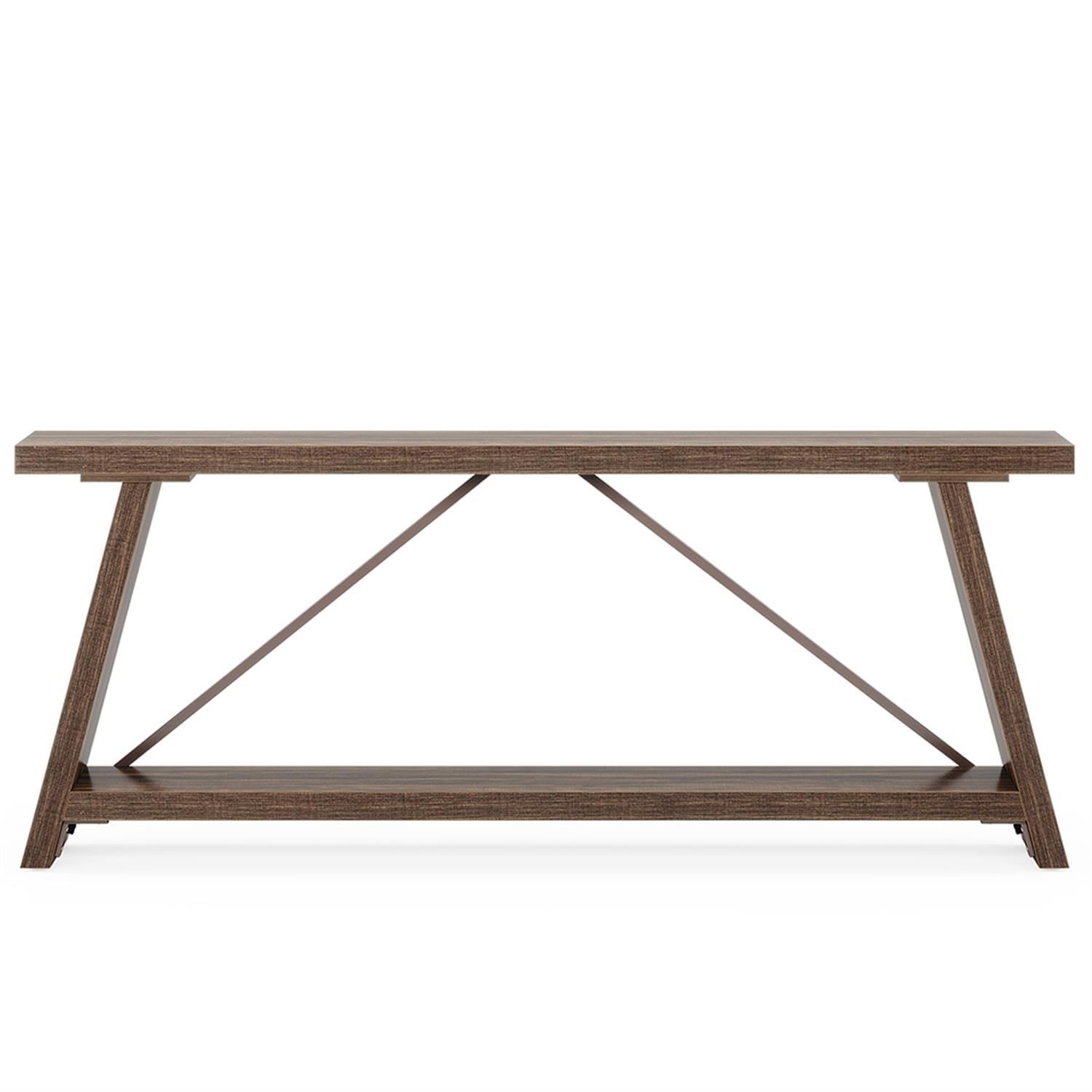 Demi Bonn 70.9" Console Table, Rustic Vintage Narrow Sofa Table for Entryway, Living Room, Hallway, Brown