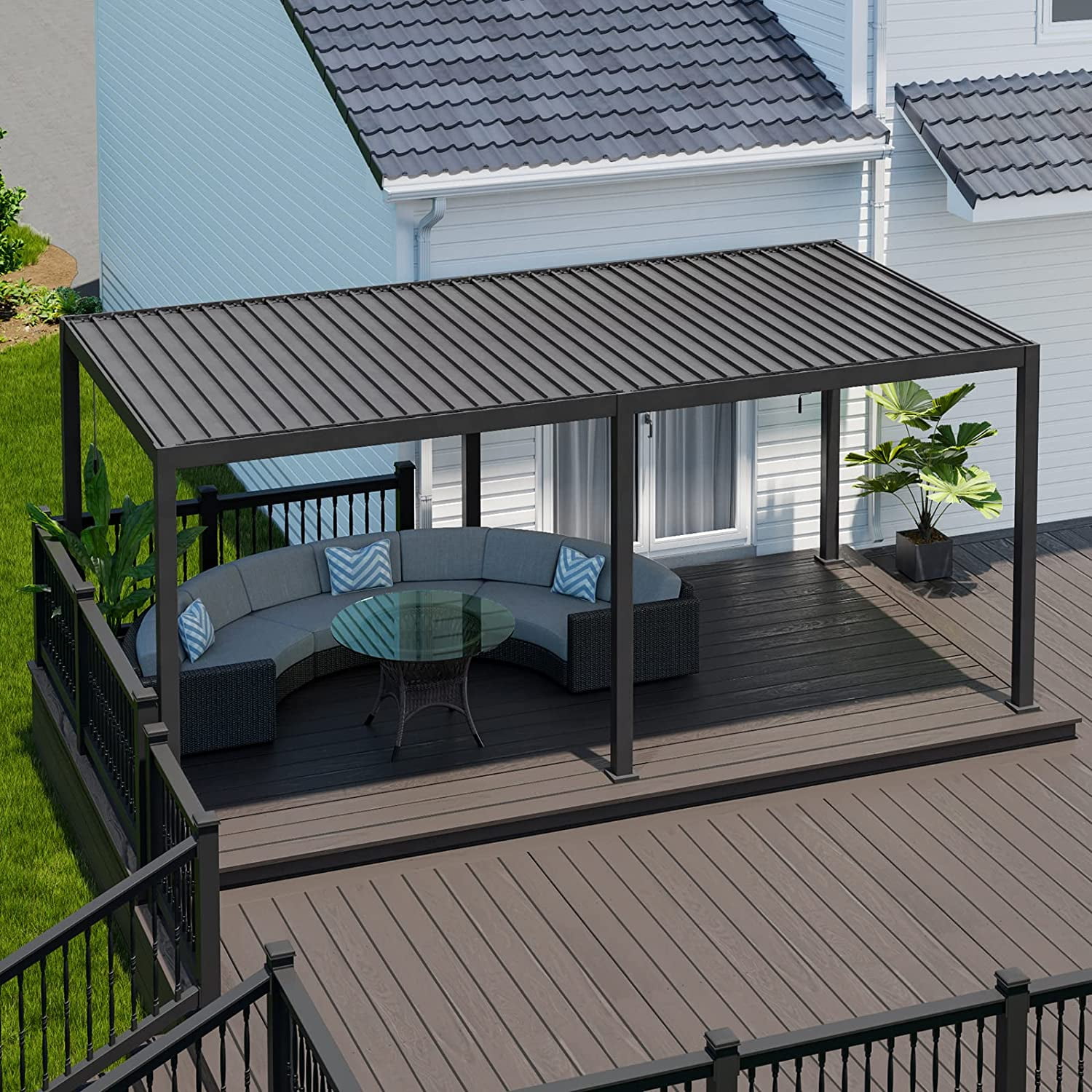 SORARA Louvered Pergola 10' × 20' Aluminum Gazebo with Adjustable Roof ...