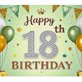 thumbnail image 4 of Green Backdrop Happy 18th Birthday Banner with Glittery Crowns Balloons and Confetti Party Decoration Supplies Photography Props Birthday Party Decor Background, 4 of 7