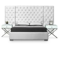 Grande White Velvet King Bed-Color:White Velvet,Style:Contemporary