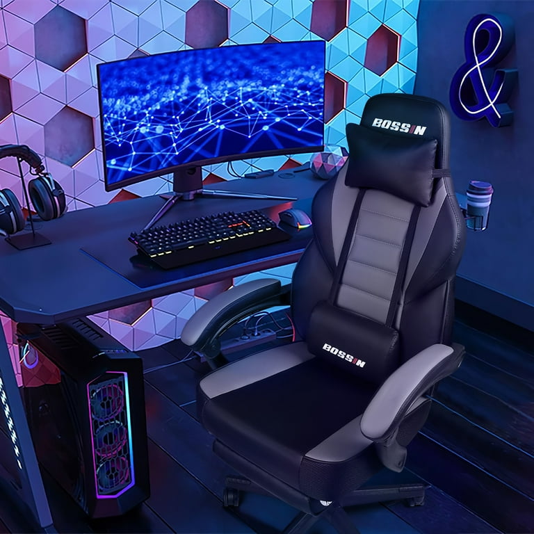 Waleaf Gaming Chair with Footrest Ergonomic Gamer Gear Gaming Chair for Adult with Lumbar Massage