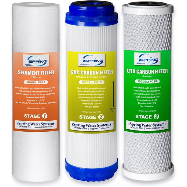 iSpring F3 Juego de Cartuchos de Filtro de Repuesto para Prefiltro de 6 Meses para Sistemas RO de Ósmosis Inversa Estándar, F3, Blanco
