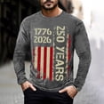 thumbnail image 2 of 250Th Anniversary Usa Anniversary Graphic T Shirt Commemorative Print Casual Long Sleeve Mens Graphic Tees Grey XL, 2 of 5