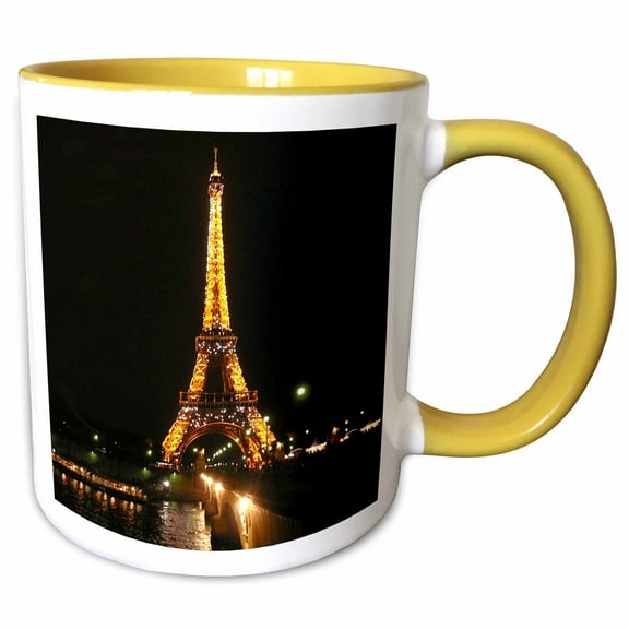 3drose, Eiffel Tower, 15oz Two-tone Yellow Mug