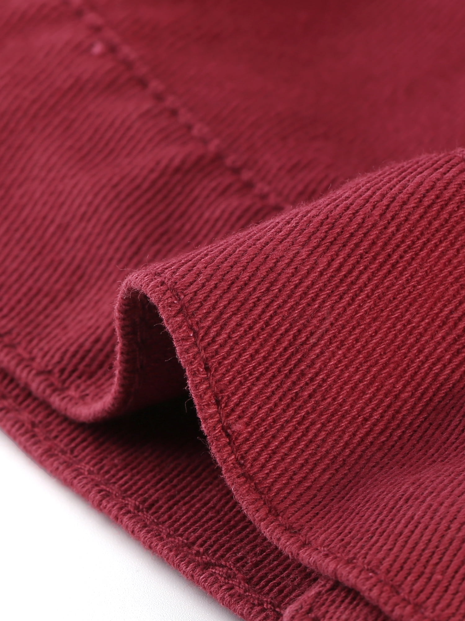 DARING DIVA Women's Button Down Long Sleeve Cropped Denim Jacket L Wine Red