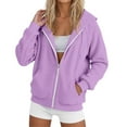 thumbnail image 2 of Zipper Hoodies for Women 2025 Long Sleeve Cute Plain Basic Jacket Hoodie with Pockets Hooded Sweatshirt Pullover Tops, 2 of 5