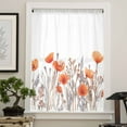 thumbnail image 4 of Orange Spring Floral Semi Sheer Curtains Drapes for Living Room, Bedroom, French Doors Window 108 Inches Long, Watercolor Summer Botanical Rod Pocket Chiffon Curtain Drapery Voile Draperies Panel, 4 of 6