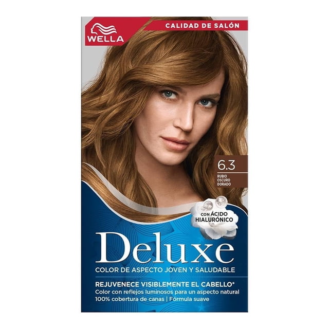 Tinte para cabello Wella Deluxe con ácido hialurónico 6.3 Rubio Oscuro Dorado