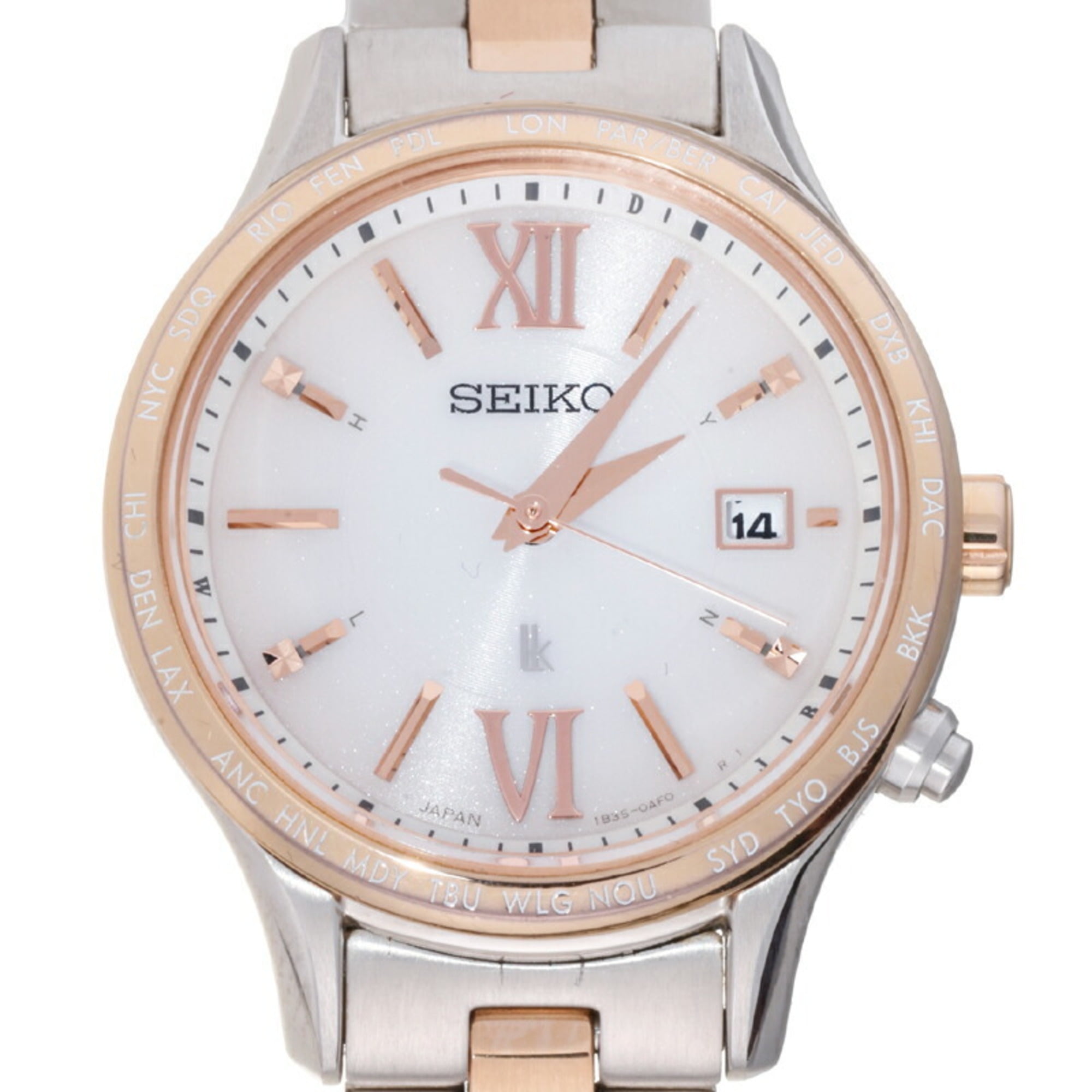 Authenticated Used Seiko Lukia Men's Watch 1B35-0AB0 Stainless Steel White  Dial