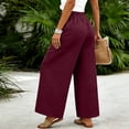 thumbnail image 6 of GUACER Wide Leg Pants for Women Elastic Waist Pleated Textured Trousers with Pockets Casual Loose Fit Pants, 6 of 7