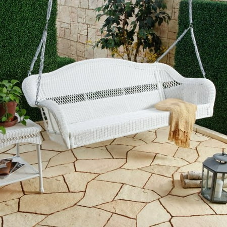 Casco Bay 3 Seater Wicker Porch Swing - White