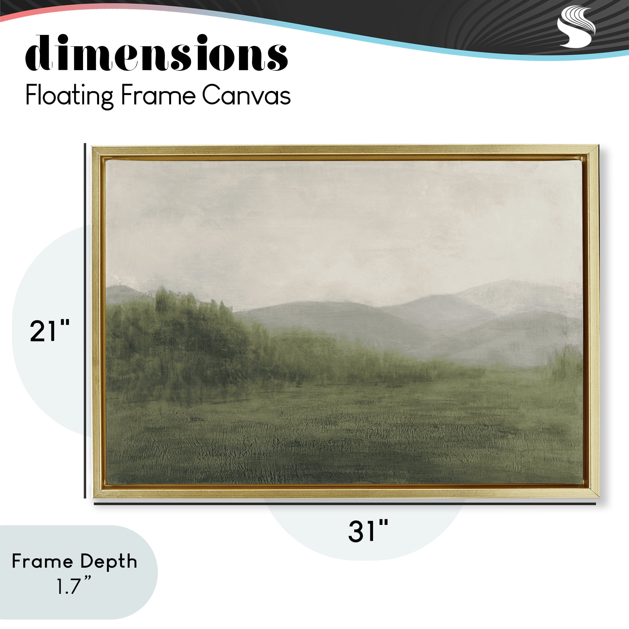 Stupell Industries Fog Green Countryside Gold Framed Floater Canvas Wall Art, design by Walt Johnson