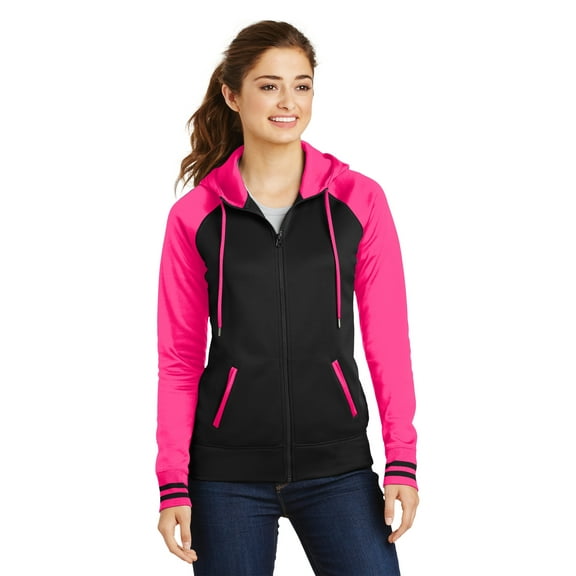 Sport-Tek Lst236 Ladies Sport-Wick Varsity Fleece Full-Zip Hooded Jacket